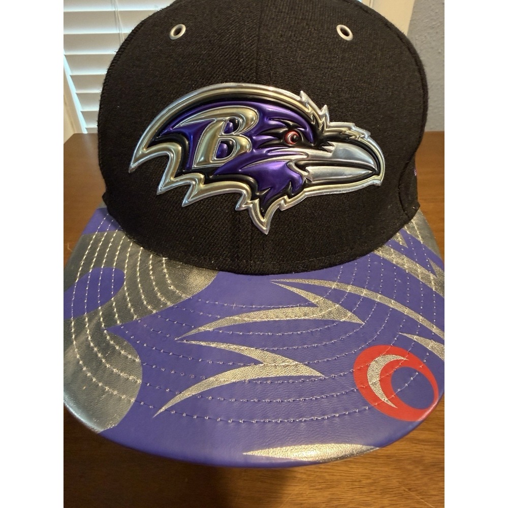 New Era 9FIFTY Baltimore Ravens 3D Liquid Chrome Logo Bill Hat Cap 7 1/4 - Picture 2 of 11